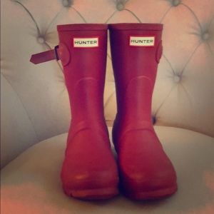 Hunter red short rain boots